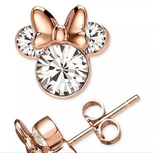 Cubic Zirconia Minnie Mouse Stud Earrings in 18k Rose Gold-Plated Sterling Silve